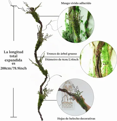 Vista 5 de Tronco de árbol falso grande flexible de 78 pulgadas para colgar