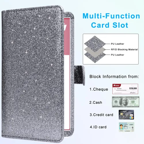 Vista 3 de ACdream Checkbook Cover, Leather RFID Blocking Check Book Wallet