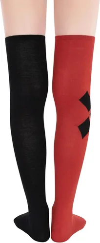 Vista 3 de Zando Calcetines largos para mujer, por encima de la rodilla, hasta el muslo, talla grande, calentadores de piernas de tubo, calcetines de algodón