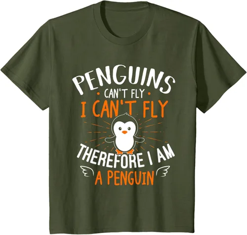 Vista 15 de Penguins Can't Fly Shirt - Camiseta de regalo para amantes de los pingüinos, Azul Azul Marino