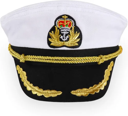 Vista 22 de Ibeauti Gorra unisex ajustable para adultos, disfraz de capitán Almirante, gorra de marinero para cosplay