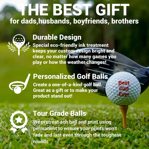 Vista 6 de Pelotas de golf personalizadas, regalos para hombres, pelota de golf personalizada con logotipo o foto, regalo personalizado para golfistas, papás