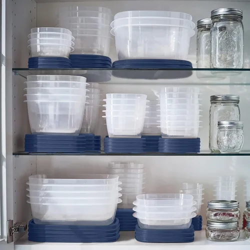 Vista 6 de Rubbermaid EasyFindLids Contenedores de almacenamiento de alimentos en Azul Insignia de Edición Especial, 42 piezas