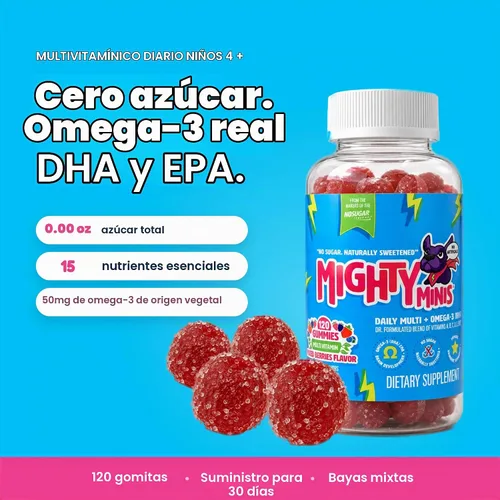Vista 2 de Gomitas multivitamínicas sin azúcar para niños, bayas mixtas, 120