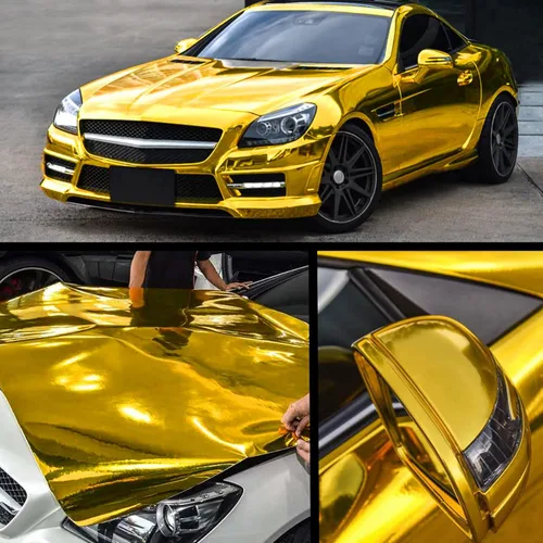 Vista 6 de TeckWrap - Vinilo autoadhesivo para envoltura de coche efecto espejo cromado, 29,2 x 152,4 cm (dorado)