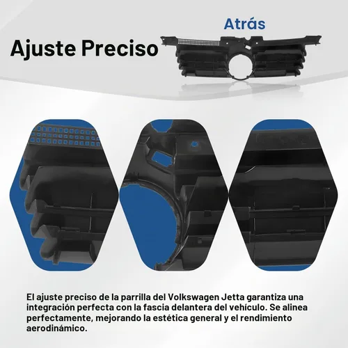 Vista 5 de CarPartsDepot - Parrilla delantera para Volkswagen Jetta 99-05, color negro