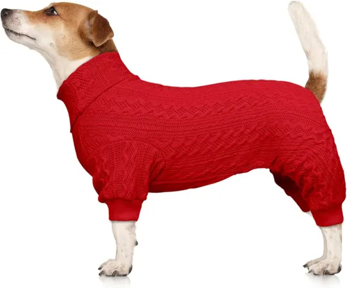 Vista 10 de Suéter de perro con cuello alto y tejido de punto, ropa para mascotas de color sólido, suéter para cachorros cálido, suéteres para perros pequeños