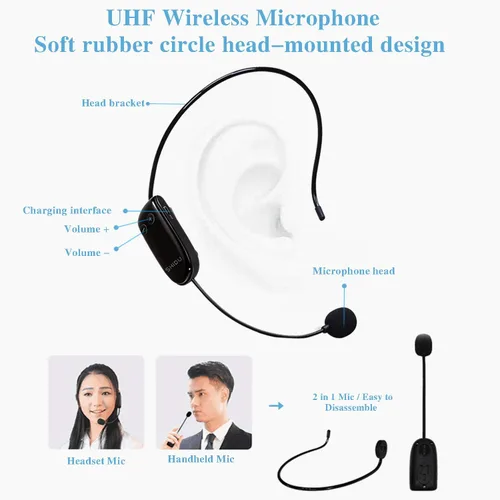 Vista 8 de Amplificador de voz inalámbrico Bluetooth impermeable de 18 W, micrófono portátil con altavoz pequeño micrófono personal para profesores, al aire