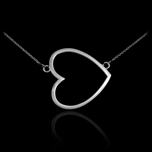 Vista 2 de Collar con corazón abierto de plata de ley