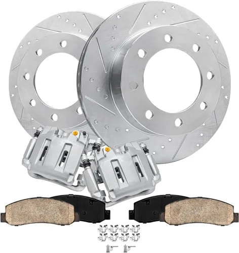 Vista 13 de Detroit Axle - Kit de frenos delanteros para Nissan Altima 2002-2006, Maxima 2002-2003, Infiniti I35 2002-2004, Rotores de freno de disco estriados