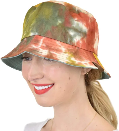 Vista 3 de C.C Unisex 100% algodón Packable Reversible Tie Dye Bucket Sun Hat