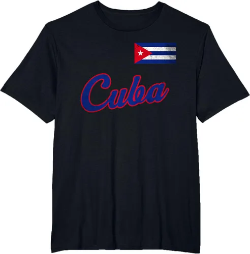 Vista 34 de Camiseta cubana con bandera de béisbol de Cuba 2023, Negro