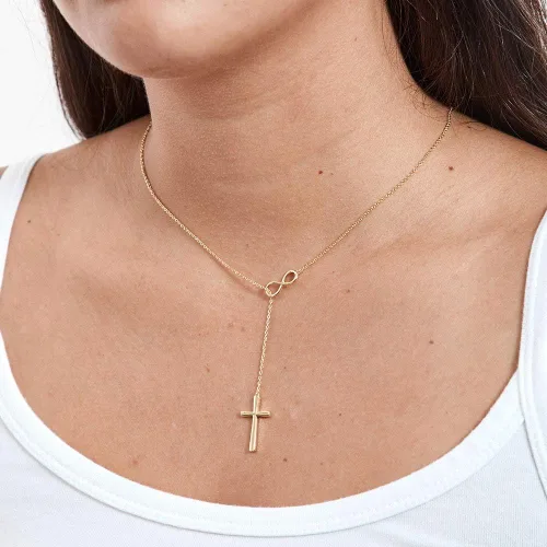 Vista 3 de Dear Ava Infinity First Holy Communion Necklace Sympathy Gift For Teen Girls Sterling Silver Modern Jewelry Cross Pendant with Heartfelt Card 1st
