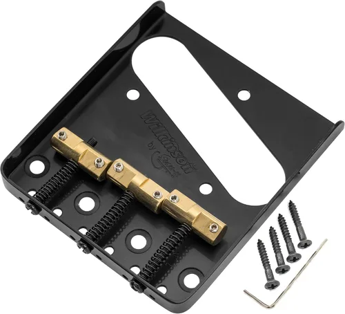 Vista 4 de Wilkinson WTB Vintage Telecaster Bridge 3 Sillines de latón compensado para guitarra eléctrica estilo Tele, negro