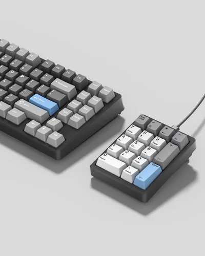 Vista 5 de Kisnt Numpad - Teclado mecánico de números, intercambiable en caliente, USB de 17 teclas, teclado numérico retroiluminado blanco con teclas PBT
