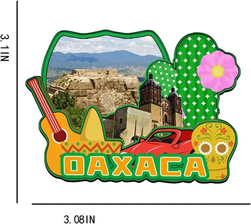 Vista 3 de Imán de Oaxaca México para nevera de madera 3D, monumentos de viaje, coleccionables, recuerdos, decoración hecha a mano -2044