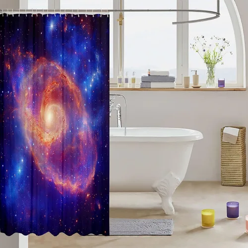 Vista 3 de Erosebridal Cortina de baño de galaxia para niños, decoración de habitación espacial, 72 pulgadas de ancho x 72 pulgadas de largo, cortina de ducha