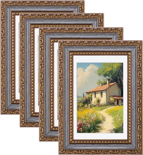 Vista 51 de eletecpro 8x10 Vintage Picture Frame, Glass Cover, Gold, 4-Pack Dorado