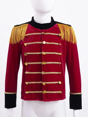 Vista 3 de easyforever Chaqueta de manga larga con borlas y cremallera frontal para niños y niñas, uniforme de banda de marcha, disfraz de mayorette