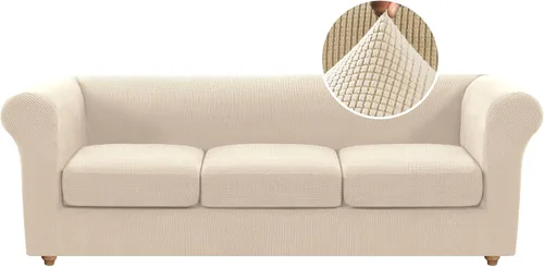 Vista 9 de H.VERSAILTEX Funda elástica para sofá de 3 piezas, fundas tradicionales Chesterfield para sofá de dos plazas de 2 cojines, antideslizante, funda