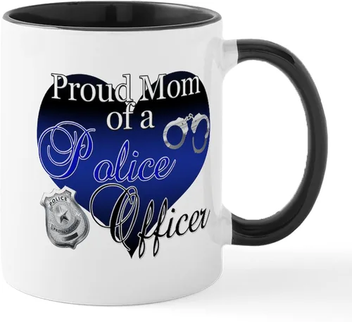 Vista 53 de CafePress Taza de café de cerámica de 11 oz (11.0 fl oz) de Police Mom