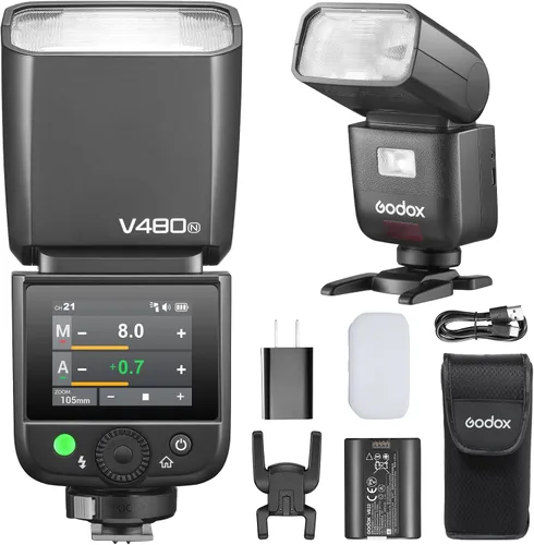 Vista 12 de Godox V480C TTL Speedlite Flash para cámaras Canon, HSS 1/8000s, pantalla
