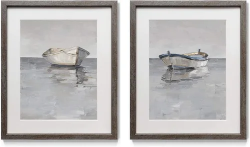 Vista 30 de Renditions Gallery Antique Coral in Navy (1) 2 Piece Framed Artwork Set, Underwater Ocean Themed Pair, Blue, Modern Distressed Silver Frame, White