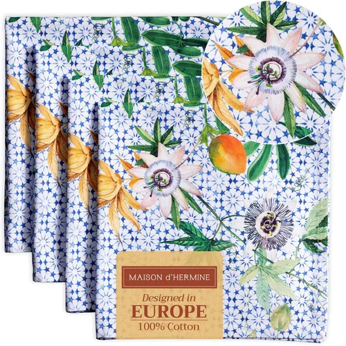 Vista 128 de Maison d' Hermine Juego de 4 servilletas de tela 100% algodón, suaves y duraderas, servilletas cuadradas reutilizables para uso diario, lavables