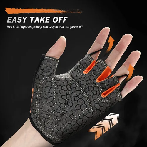 Vista 3 de Guantes de bicicleta para hombres y mujeres con almohadilla antideslizante que absorbe los golpes, guantes de ciclismo ligeros de medio dedo