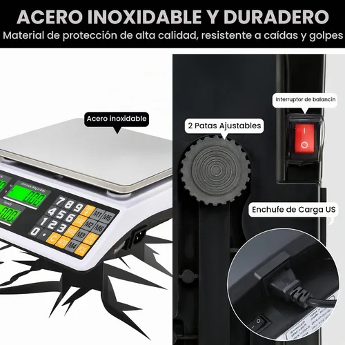 Vista 8 de Báscula digital de cálculo de precios de 66 libras / 66.1 lbs con pantalla LCD dual y modo de conteo — Báscula de alimentos de acero inoxidable
