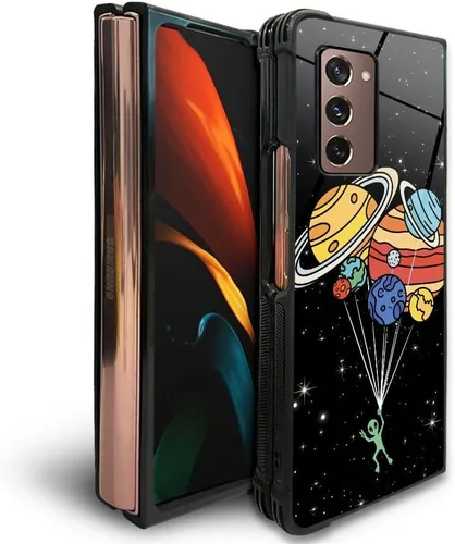 Vista 4 de Funda compatible con Samsung Galaxy Z Fold 2 5G, sistema solar de globo alienígena, diseño de patrón increíble, a prueba de golpes, antiarañazos