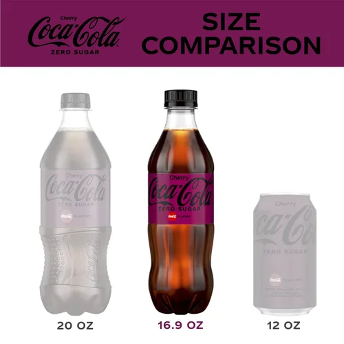 Vista 7 de Coca-Cola Cherry Coke Zero Sugar 16.9 fl oz Paquete de 12