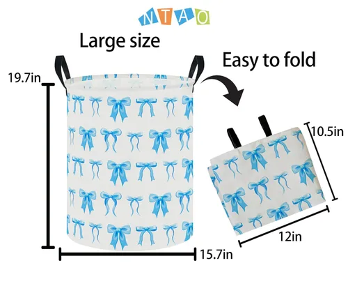 Vista 2 de Lindo 62L Azul Bowknot Bolsa de lavandería