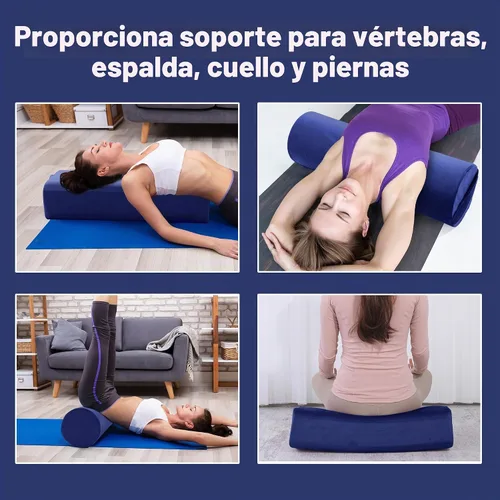Vista 7 de MABOZOO Juego de cojines de yoga, funda de terciopelo de espuma de alta densidad para yoga restaurativo y meditación, almohada rectangular