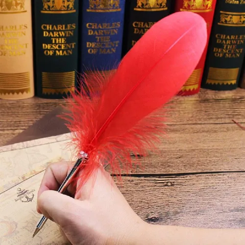 Vista 10 de SpyShop Bolígrafo de plumas, tinta negra, pluma vintage, pluma chapada refinada, bolígrafo para escritura escolar, regalo de boda, bolígrafo de Negro