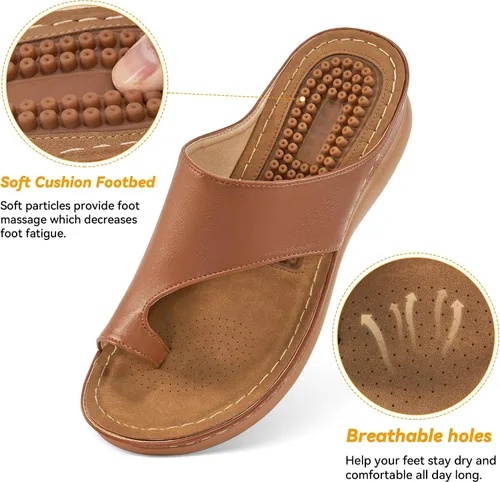 Vista 3 de Sandalias ortopédicas de cuña para mujer: cómodas y elegantes sandalias de verano para mujer, cómodas y casuales para caminar con plataforma