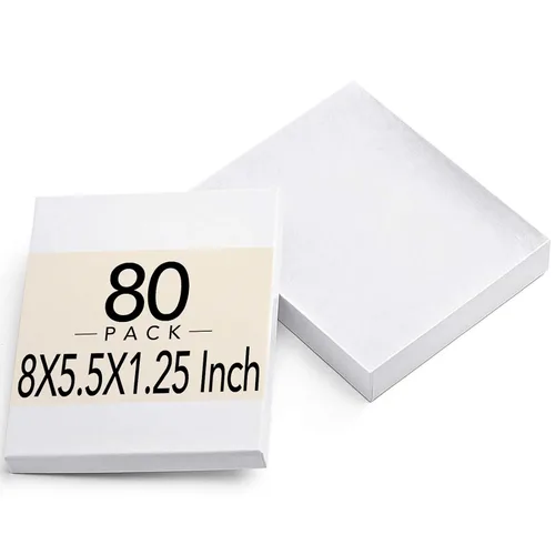 Vista 8 de MESHA 52 cajas de joyería de cartón, 3.5 x 3.5 x 1 pulgadas, caja de regalo de algodón con tapa, cajas de joyería para pequeñas empresas, embalaje