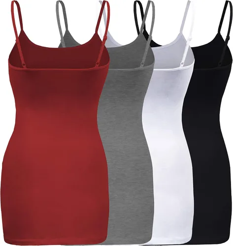 Vista 2 de ShezPretty - Camiseta sin mangas básica para mujer con tirantes tipo espagueti ajustables, 4