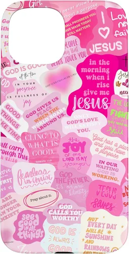 Vista 6 de Funda estética para iPhone 16 con versículos bíblicos cristianos con citas positivas