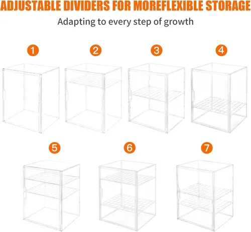 Vista 3 de YESGIRL Organizador de biberones transparente de 3 niveles, almacenamiento acrílico apilable transparente con cajón para encimera, estación