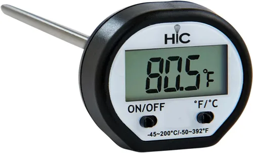 Vista 9 de HIC Kitchen Termómetro de carne de lectura instantánea para asar, acero inoxidable, cara inastillable, cubierta protectora con tabla de temperatura