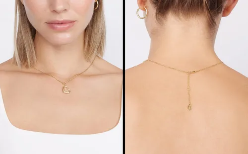 Vista 4 de Jewelry Atelier Collares de corazón rellenos de oro, dije de corazón relleno de oro amarillo de 14 quilates con cadena de clip sólida para mujer