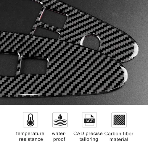 Vista 8 de Fibra de carbono compatible con accesorios Nissan, calcomanía para panel de botón de interruptor de elevación de ventana de automóvil para Nissan