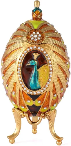 Vista 7 de QIFU Caja de joyería pintada a mano con esmalte rico y diamantes de imitación brillantes, regalo único, decoración del hogar, día de Pascua