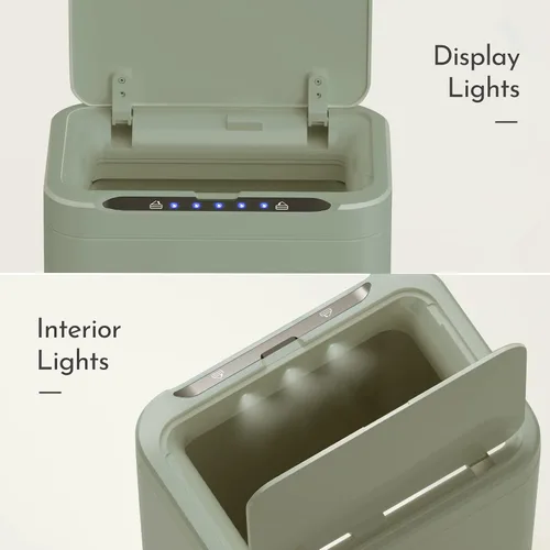 Vista 7 de ELPHECO Basurero de acero inoxidable para oficina, 6.6 galones, con sensor de movimiento, rectangular, automático, sin tacto, para hotel y sala