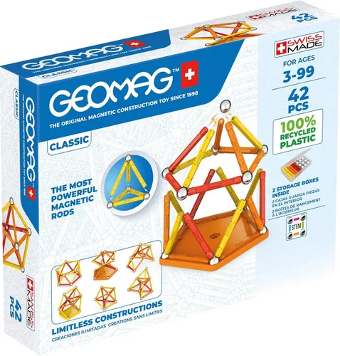 Vista 10 de Geomag Juguetes magnéticos clásicos para niños a partir de 8 años, 25 imanes educativos STEM para niños, bloques magnéticos hechos en Suiza