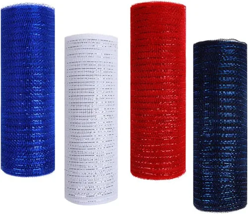 Vista 8 de 4 rollos de cinta de malla decorativa para decoración de coronas, 10 pulgadas x 30 pies, rollo de malla decorativa de San Valentín, suministros