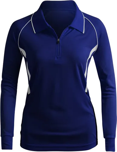 Vista 2 de CLOVERY Polo de manga larga con cremallera para mujer