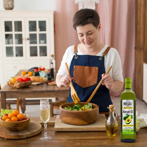 Vista 6 de De La Rosa Aceite de aguacate 100% puro, Kosher para Pascua, vegano, sin OMG y sin gluten, ideal para cocinar con alto punto de humo, primer aceite