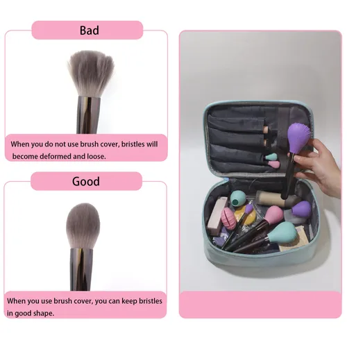 Vista 4 de LORMAY 4 fundas de silicona para brochas de maquillaje, burbujas de cepillo para proteger las cerdas de ser aplastadas y mantener la bolsa